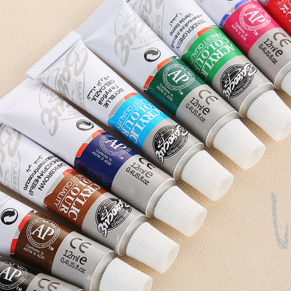 Set of Art acrylic paint tubes on a beige background