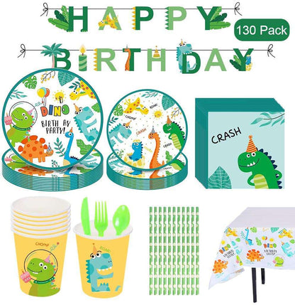 Kids Dinosaur-themed party tableware set