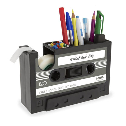 Grey, blue, and pink tape-shaped desktop pen holder and organizer