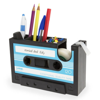 Grey, blue, and pink tape-shaped desktop pen holder and organizer