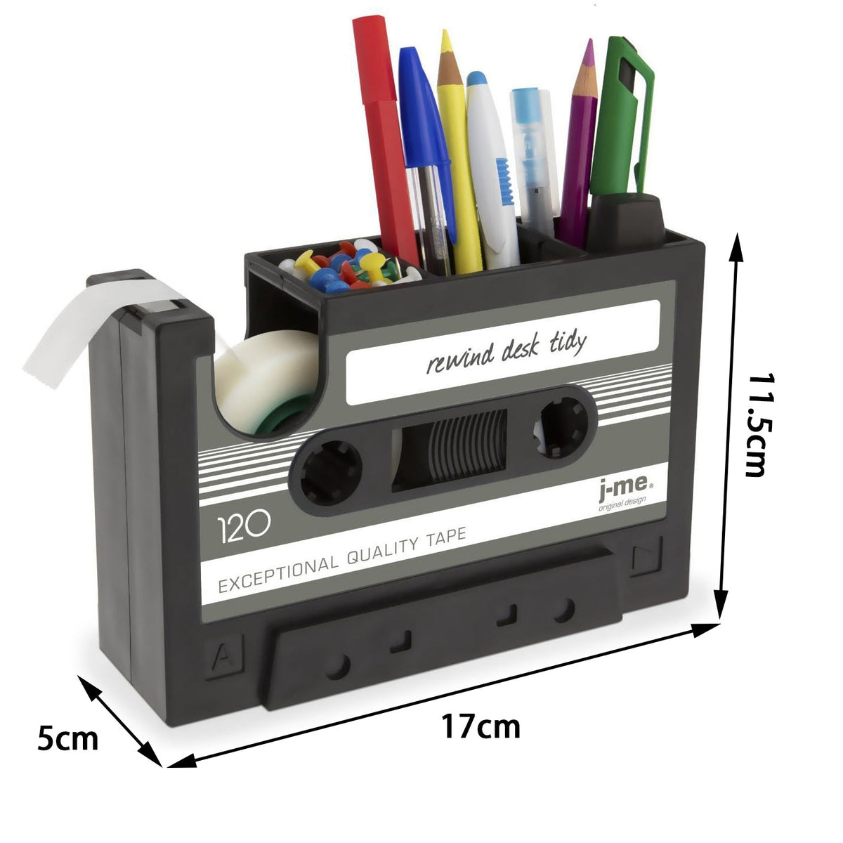 Grey, blue, and pink tape-shaped desktop pen holder and organizer