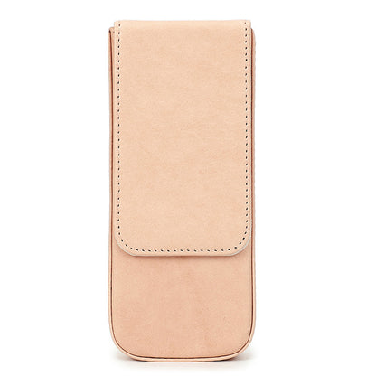 Beige pen case on a white background