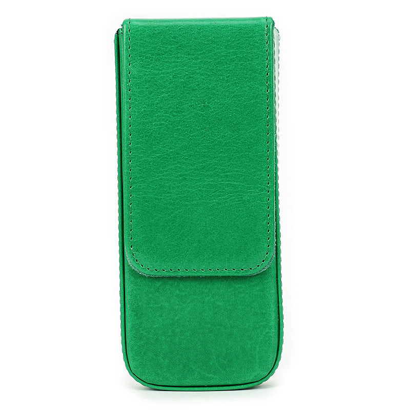 Green pen case on a white background