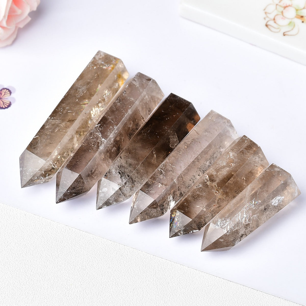 Natural tea crystal office decor stone