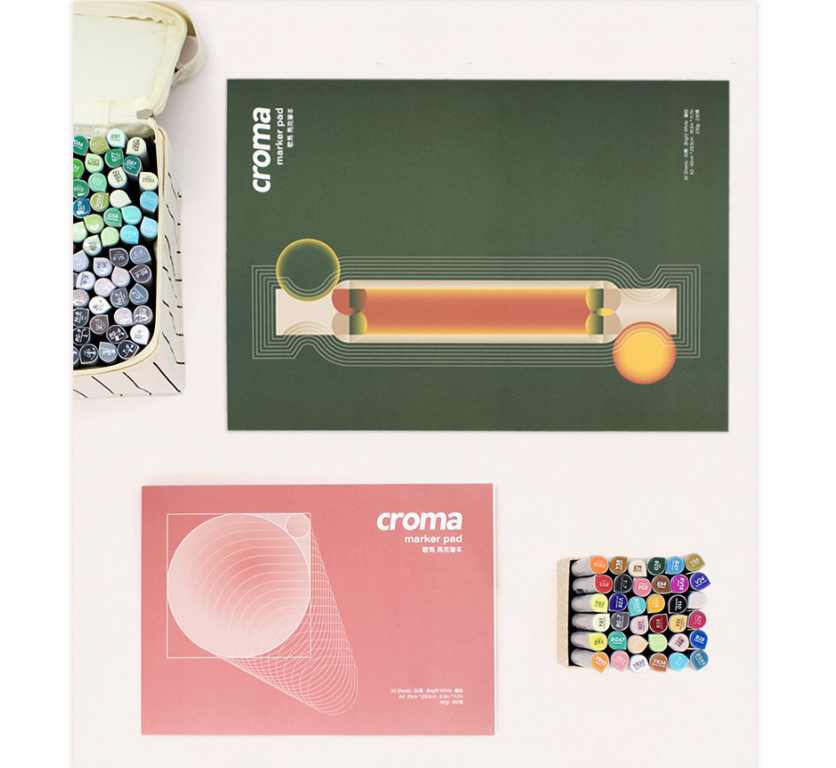 Croma marker set packaging with markers displayed on a white background